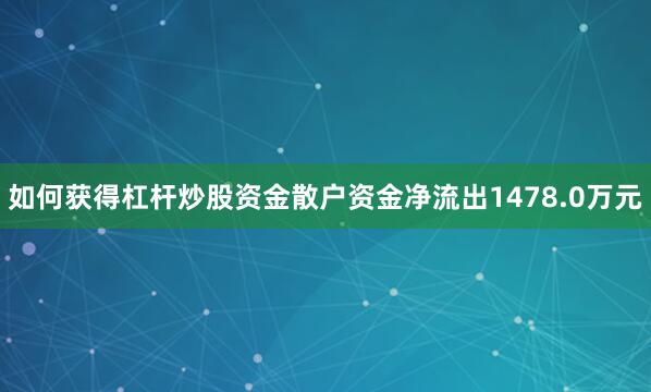 如何获得杠杆炒股资金散户资金净流出1478.0万元